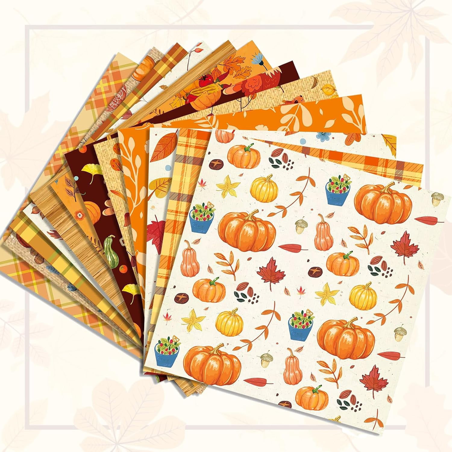 24 Blatt Herbst-Bastelpapier – Doppelseitiges Büffelkaro-Muster, 15,2 X 15,2 Cm – Perfekt Für Scrapbooking, Karten & Herbst-Deko