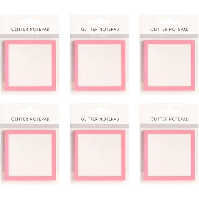 Glitter Post It Notes, Clear Post It Notes Pastel, Cute Self Adhesive Note Memo Pads, Transparent Glitter Notepads Stationery, See Through Notes, Small to Do List, Office Supplies