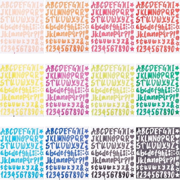 EIGTHTAIL 24Sheets 400pcs Large Letter & Number Stickers 2.5 Inch Self Adhesive Letters Stickers Big Font Stickers
