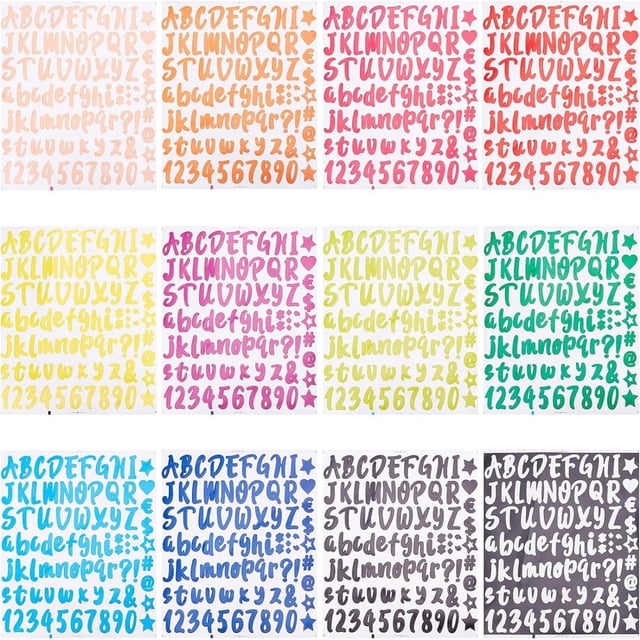 EIGTHTAIL 24Sheets 400pcs Large Letter & Number Stickers 2.5 Inch Self Adhesive Letters Stickers Big Font Stickers