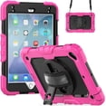 thumbnail image 2 of Case for iPad Mini 5 2019/Mini 4 2015 (5th/4th Generation 7.9 inch) with Screen Protector, 360 Degree Rotating Kickstand Hand Strap Shockproof Cover with Shoulder Strap, Rose, 2 of 7