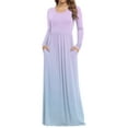 thumbnail image 2 of LISTHA Women's Maxi Dress Long Sleeve Crewneck Loose Plain Casual Empire Waist Fall Party Long Dresses with Pockets Light Purple L, 2 of 5