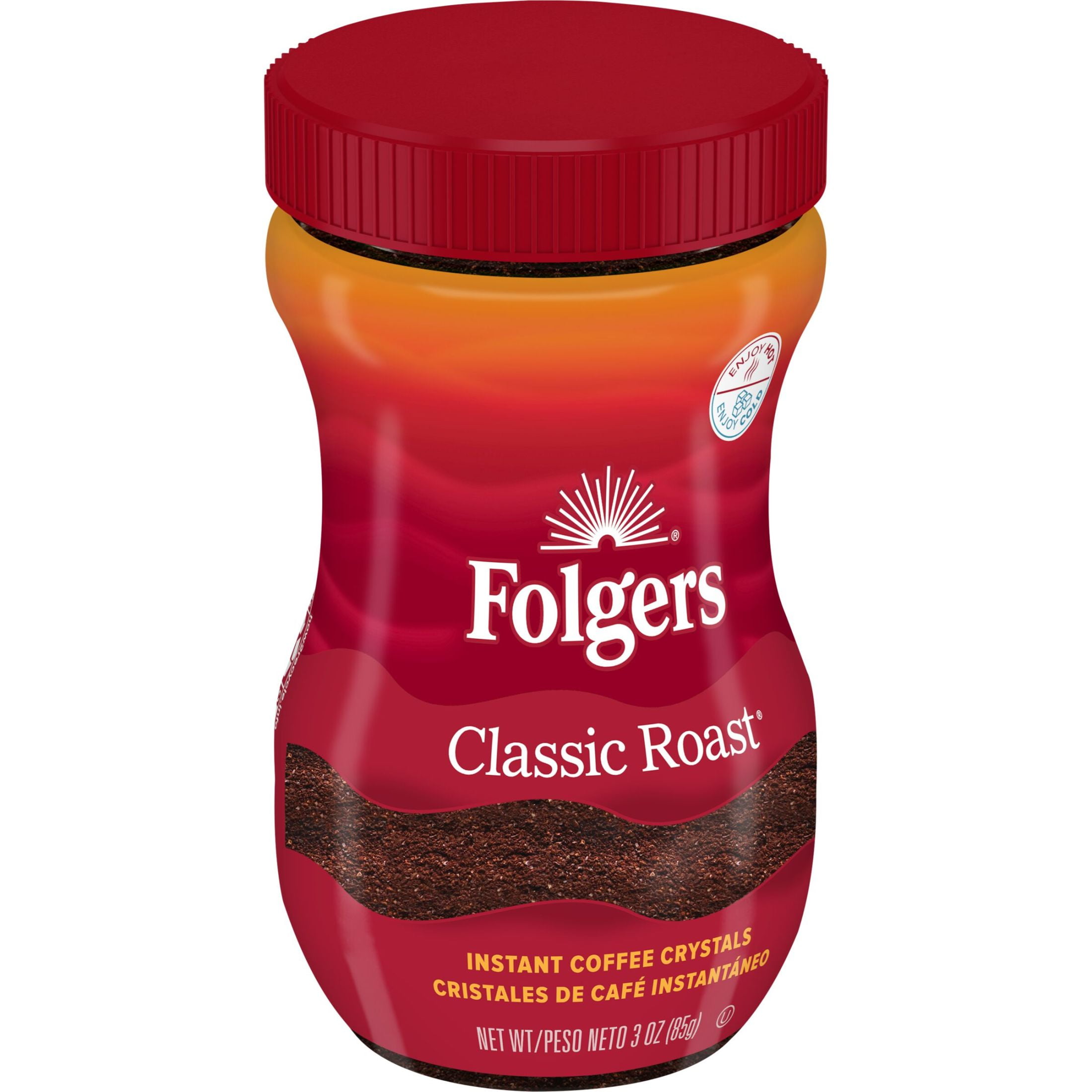 Folgers, Instant Coffee, 3 oz Jar, Rich Aroma Smooth Flavor