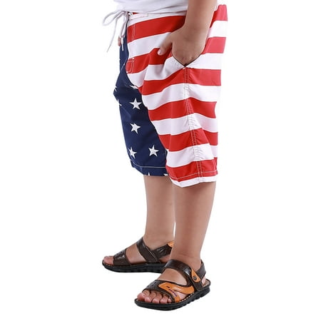 

Huakaishijie Toddler Kid Toddler Boy Stripe American Flag Swim Trunks 4th of July Beach Shorts Pants