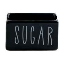 Kuntesetty Sugar Packet Holder Ceramic Organizer for Coffee Bar for Pantry Table Office Black