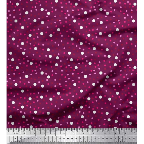 Soimoi Japan Crepe Satin Fabric Dots Shirting Printed Craft Fabric by The Yard 42 Inch Wide