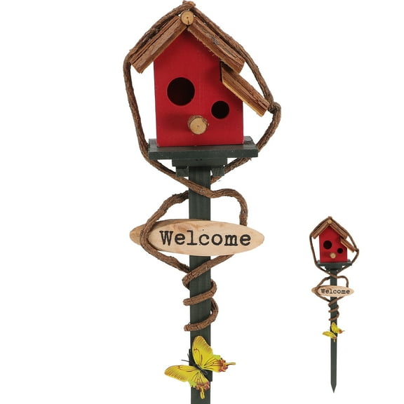 Outdoor Garden Bird House with Pole 1 Set Decorative Bird House for Park Stake
