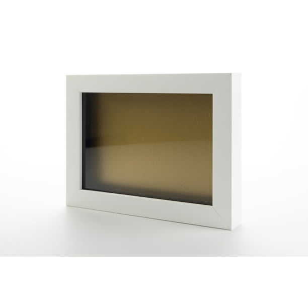 12x12 Shadow Box Frame Painted White Real Wood with a Gold AcidFree