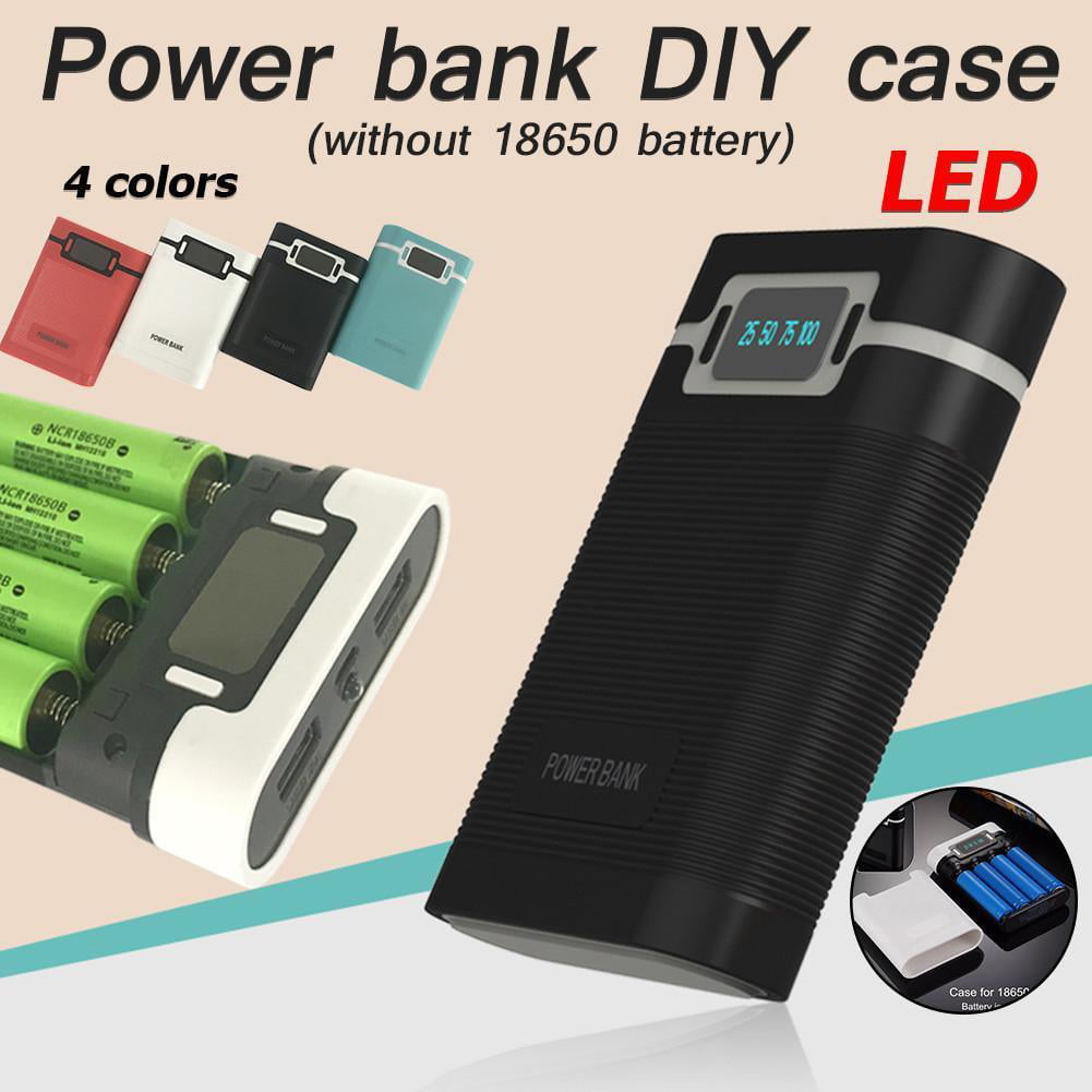 DIY 4x18650 LCD Dual USB Ports LED 10000mAh Charger Battery Case Power Bank AHS 