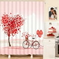 thumbnail image 5 of Valentine's Day Shower Curtain with Hooks - Waterproof Curtain with Heart-Shaped Rose Print, Romantic Bathroom Decor Washable Shower Liner, 5 of 6