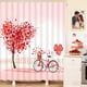 thumbnail image 4 of Lunxisen 2 Pcs Flower Shower Curtain Set Petals Heart Shape on Rustic Plank Lover Bathroom Curtain with Hooks Waterproof Polyester Fabric Bathroom Decorations, 4 of 8