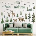 thumbnail image 4 of Calcomanías de pared de montaña Calcomanías de pared de pino grande Pelar y pegar Árbol del bosque Ciervos Aves Calcomanías de pared de animales Pegatinas de pared de árbol de mont, 4 of 5