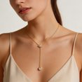 thumbnail image 5 of Gold Plated Stainless Steel Y-Drop Lariat Necklace, Adjustable Dainty Beaded Long Chain Collarbone Necklace, Minimalist Fashion Jewelry Gift for Women, 5 of 5
