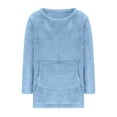 thumbnail image 5 of Aobny Elegant Tops for Woman Pajama Blue Crew Neck Solid Long Sleeve with Pocket Pullover Tops for Junior Dressy, 5 of 6