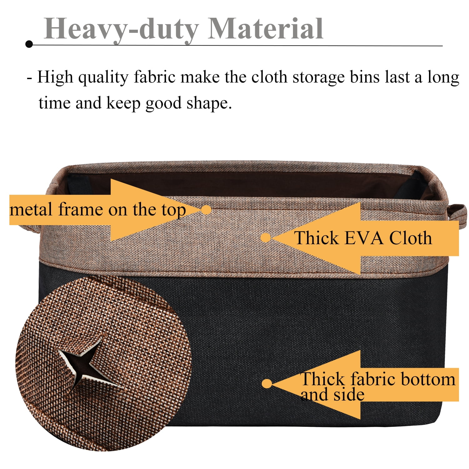 WEHUSE Fabric Storage Baskets, Foldable, Set of 3