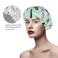 thumbnail image 5 of Pink Green Black Bottle Shower Cap, Double Layers Shower Cap Rreusable Waterproof, Elastic Bathing Hair Hat for Women, Washable Hair Cap for All Hair Lengths, 5 of 5