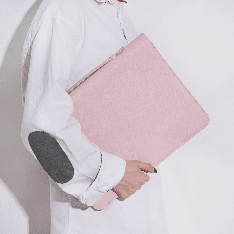 Wonderpool Travel Zippered Portfolio 3 Ring Binder A4 Padfolio Document Case with Removable Clipboard Legal Pad Holder, Business Office School Organizer for Men and Women (Pink)