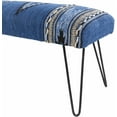 thumbnail image 4 of Hauteloom Wesselsbron Entryway Bedroom Bench - Cotton Foot Stool - Metal Legs - Blue, Black, Cream - 18" x 48" x 16", 4 of 9