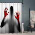 thumbnail image 4 of SUNOLIFE Halloween Shower Curtain Horror Bloody Hand Waterproof Fabric Bathroom Curtain 72x72 in, 4 of 5