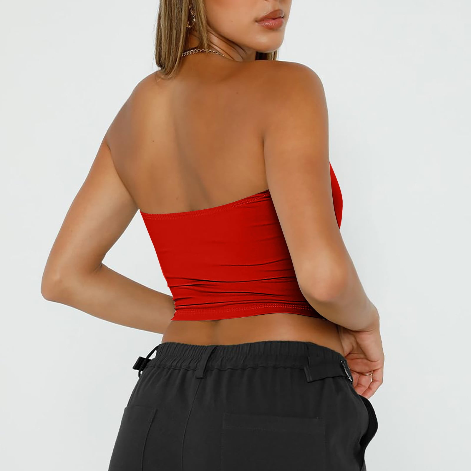 トップス BADBLOOD Tube Top red Women's Slit Hem Tube Top - Wild Fable™ Cherry Red 3X : Target