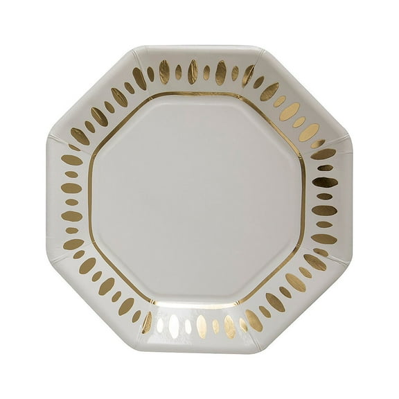 Fun Express White & Gold Party Paper Dessert Plates - 8 Ct