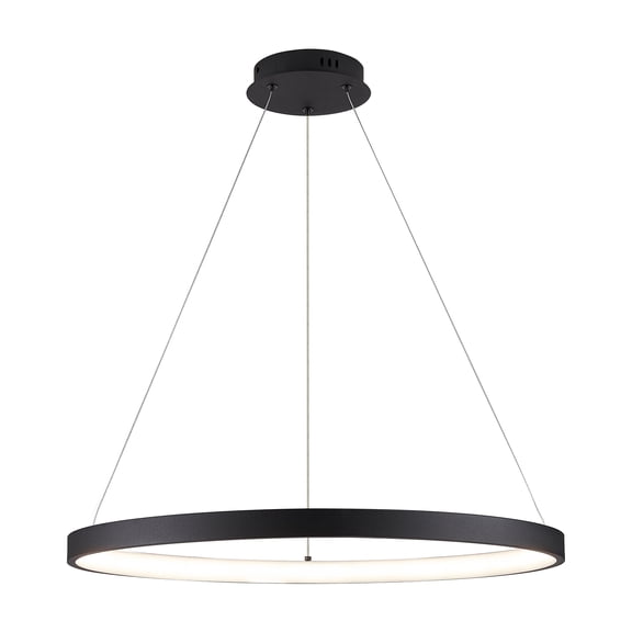 Modern LED Chandelier Black Ring Chandelier 24" Dimmable Flush Mount Pendant Chandelier for Dinning Room Office Kitchen Living Room,3000-6500K