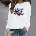thumbnail image 4 of GaThRRgYP Casual Crew Neck Long Sleeve Top Women Everyday,Ladies Long Sleeve Round Neck Independence Day Casual Printed Top White XXL, 4 of 5
