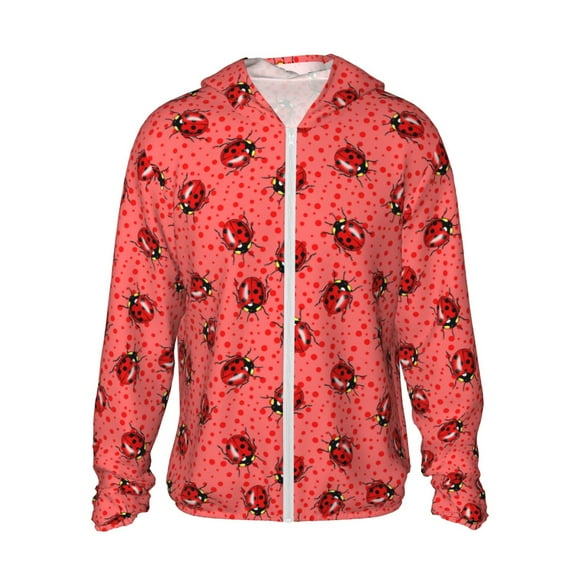 Vsdgher Coccinelles sur Fond Rouge à Pois Sweat à Capuche Adulte pour Hommes Femmes, Manches Longues Protection Solaire Chemises de Pêche pour Course Natation-TTG