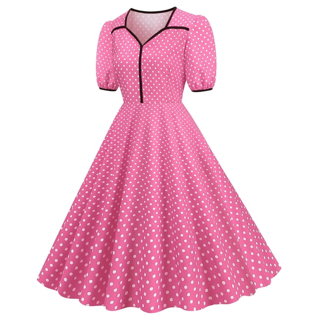 B91xZ Robe d'Été à Manches Courtes pour Femmes, Col Rond, Décontractée, Ample, Plissée, Maxi Robe avec Poches, Rose m