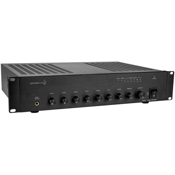 Dayton Audio DA60R 60W 2U Rack Mount Mixer-Amplifier 70V / 100V or 4 Ohm 3 Mic 2 Aux 1 Tel Inputs