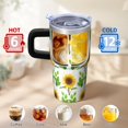 thumbnail image 6 of Sunflower 20oz Stainless Steel Tumbler with Handle and Straw – Insulated Travel Cup with Sliding Lid, 360° Full Wrap Printed Mug for Home, Outdoor & Sports Use, Foral, 6 of 6