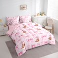 thumbnail image 2 of Erosebridal Cartoon Pink Bow 7-Piece Twin Bedding Sets For Bowtie Girl,Bowknot Bedding Comforter Set For Cowgirl,Reversible, 2 of 7