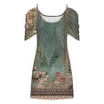 thumbnail image 4 of Robes à Épaules Dénudées pour Femmes Robes d'Été pour Femmes Imprimé Manches Courtes Épaules Dénudées Col Rond Robes Manches Courtes pour Femmes Robes d'Été Courtes pour Femmes, 4 of 5