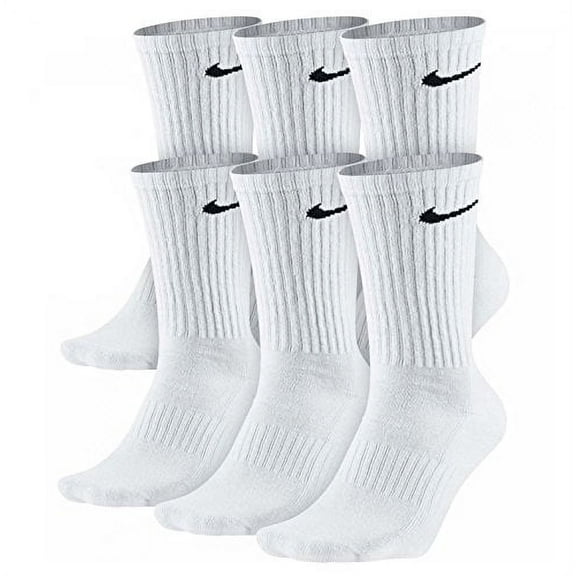 Nike Cotton Athletic Crew Socks Boy's 5-7 Years, White (6 Pack)