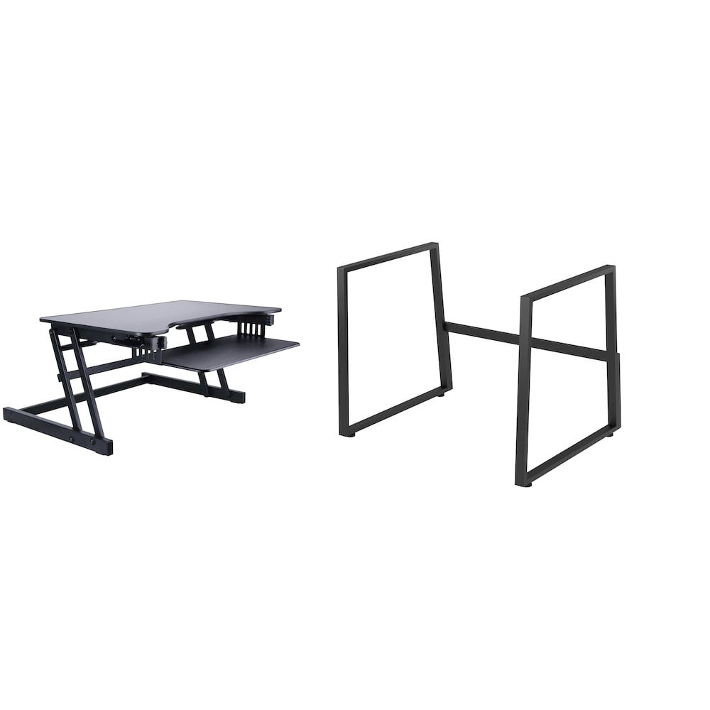Rocelco 32" Height Adjustable Standing Desk Converter with Floor Stand BUNDLE