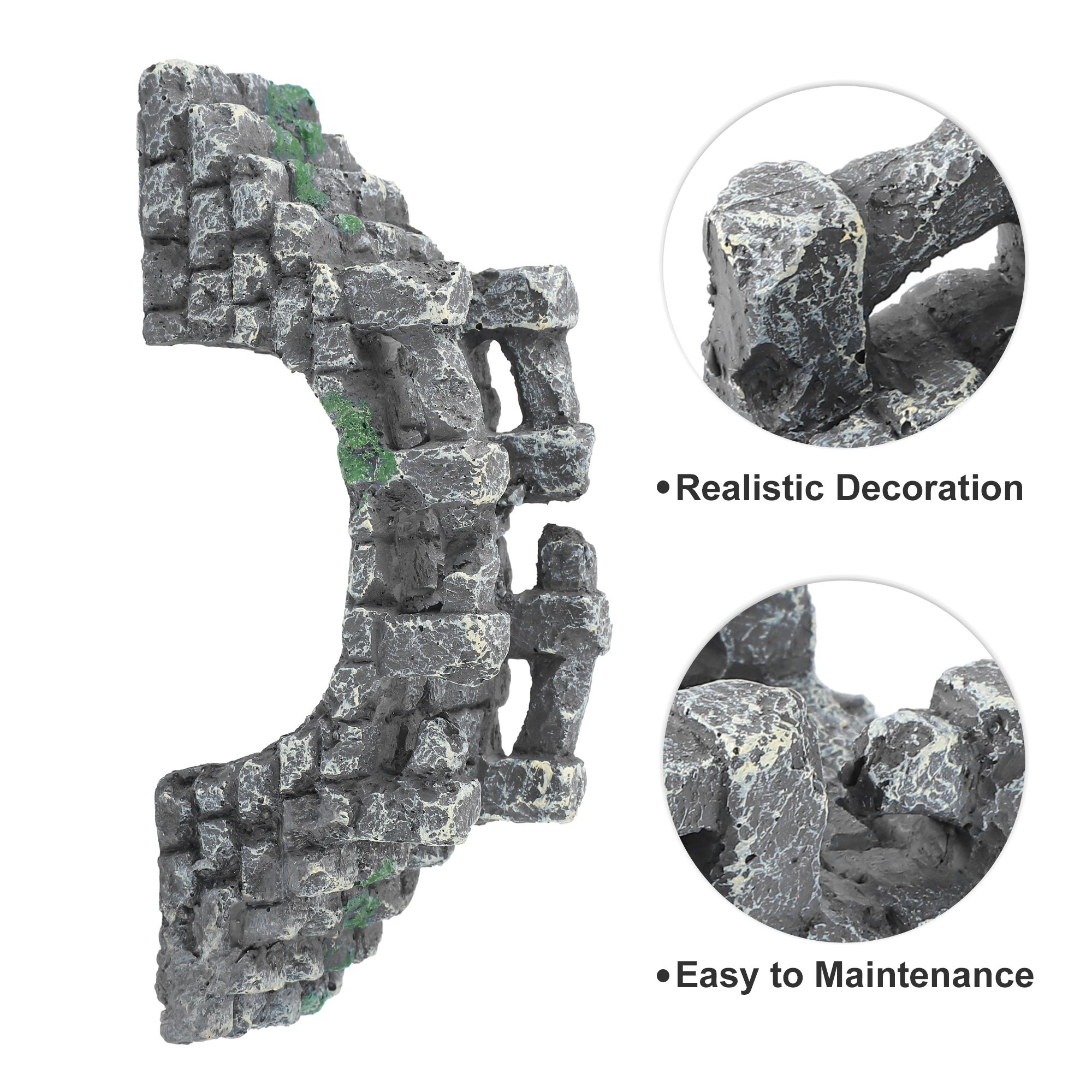 Unique Bargains Aquarium Arch Bridge Decoration Resin Accessories Gray Green 7.48" Length
