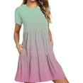thumbnail image 2 of Ftwytp Short Sleeve Crew Neck T Shirt Dress Tiered Swing Mini Dresses with Pockets Beach Vacation Sundress Short Sleeve T Shirt Dress Tiered Mini Dresses With Pockets, 2 of 6