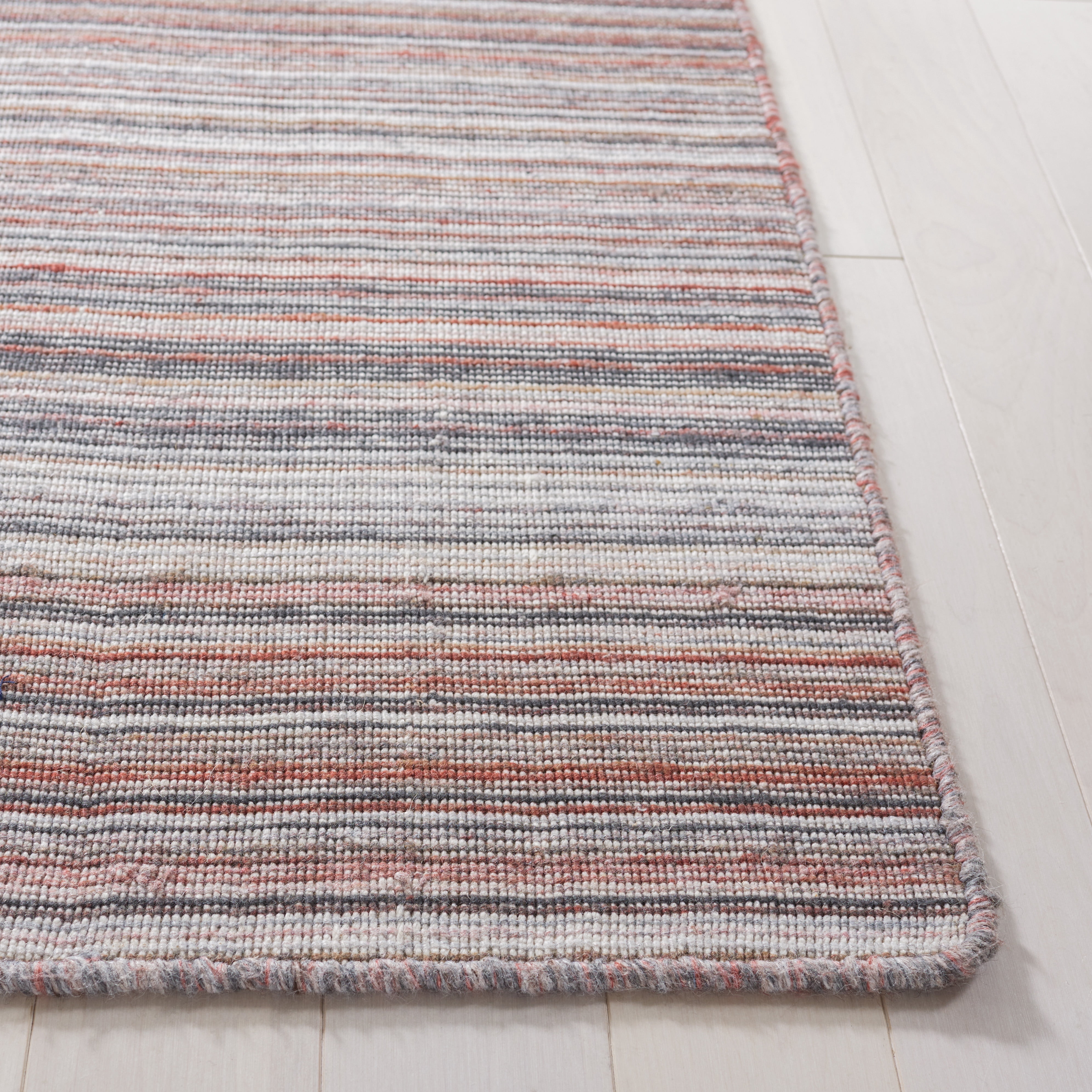 SAFAVIEH Kilim Xaviera Striped Polyester Area Rug, Red/Grey, 6' x 6' Square