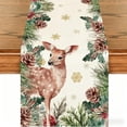 thumbnail image 1 of Chemin de Table de Noël Multicolore, Tissu Polyester Durable avec Flocons de Neige et Arbres Festifs, Parfait pour les Repas de Vacances et Décorations Intérieures Extérieures, 33 x 183 cm, 1 of 7