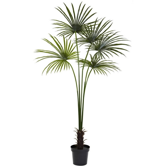 Nearly Natural 7' Fan Palm Artificial Tree, UV Resistant, Indoor/Outdoor