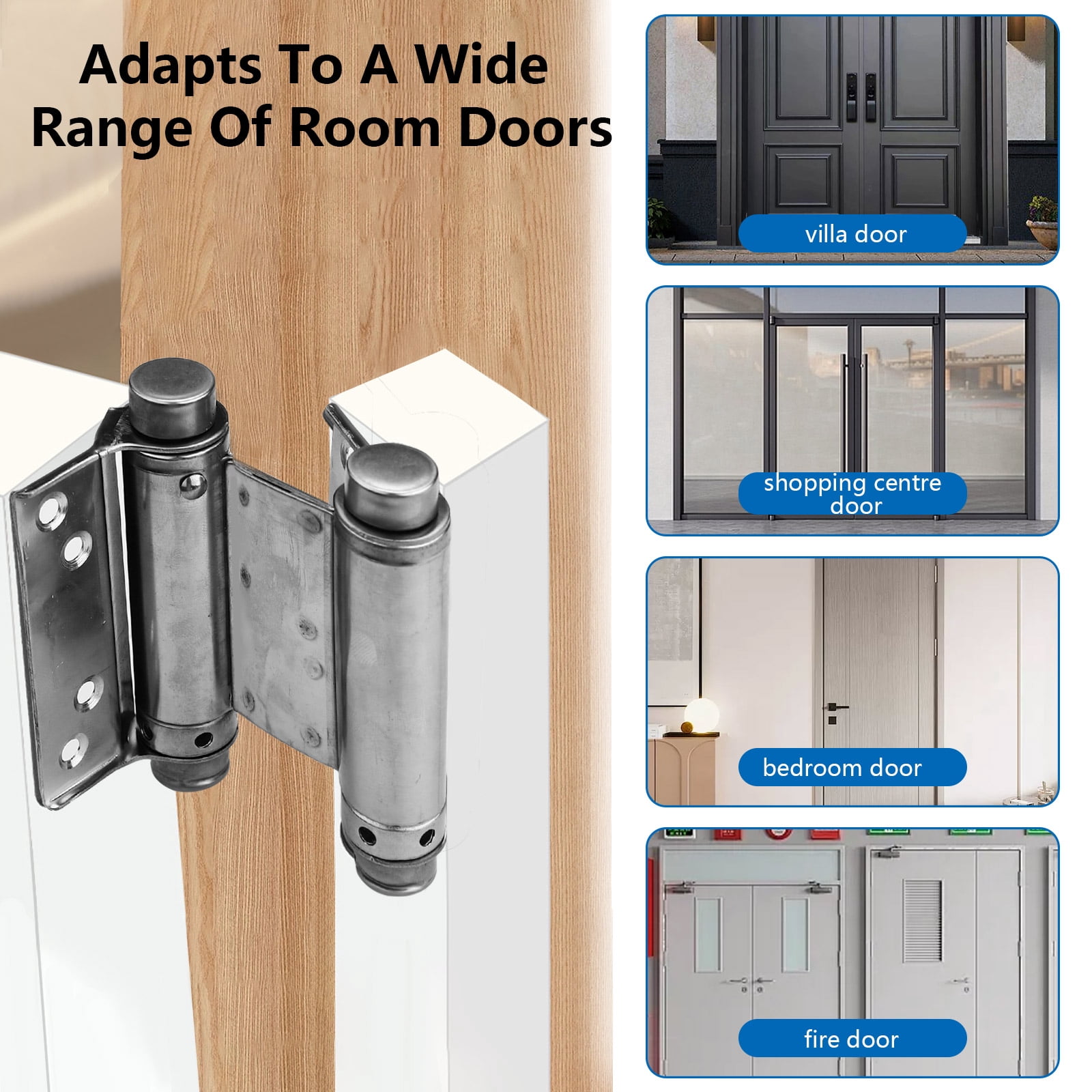 4 Pack 3" Double Action Spring Hinges, Self Closing Door Hinges for Saloon Cafe Pub Swinging Doors, Including Pins and Screws