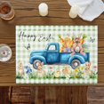 thumbnail image 2 of Easter Placemats Set of 4 Bunny Egg Carrot Truck Place Mats Spring Placemat Chick Green Buffalo Plaid Table Mats for Dining Kitchen Table Holiday Dinner Party Home Easter Decorations 13x19 Inch, 2 of 9