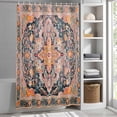 thumbnail image 3 of Vintage Ethnic Style Orange Floral Fabric Shower Curtain Medieval Turkish Texture Washable Shower Curtains for Bathroom, Waterproof Bath Curtain with Hooks Home Decor 72x72in, 3 of 8