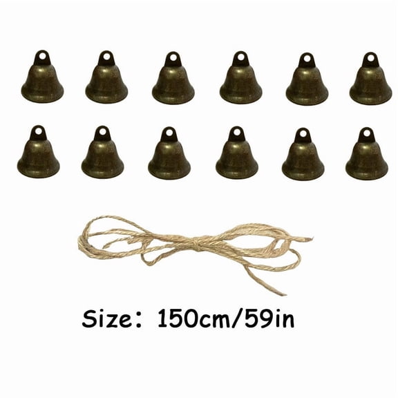 chaungfeng 59 Inch Christmas Rope Trumpet Ornament, Shabby Style, Metal Hanging Cow Bell Decoration, Farmhouse Rustic Decor for Christmas Tree