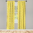 thumbnail image 4 of Ambesonne Floral Window Curtains, Scandinavian Pattern, Each 28" W x 84" L, Vermilion Yellow, 4 of 4