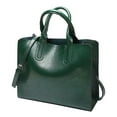 thumbnail image 2 of Elegante bolso de mano de cuero para mujer con cierre de cremallera, cartera de gran capacidad. Verde, 2 of 8