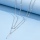 thumbnail image 1 of Collar de gota de agua con diamantes de imitación para mujer, colgante de doble capa con tira, collar simple, 1 of 5