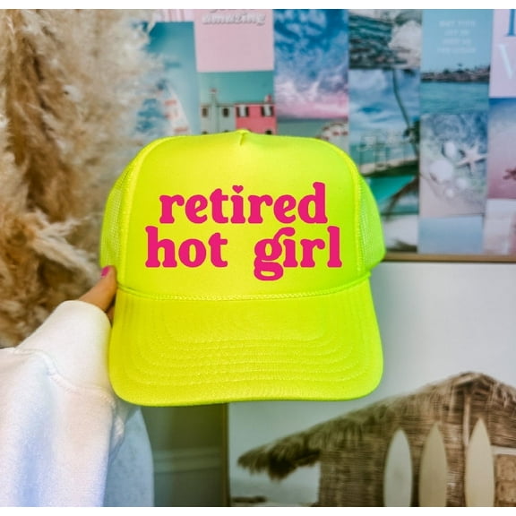Southern Attitude Designs- Retired Hot Girl Neon Yellow Unisex Foam Trucker Hat