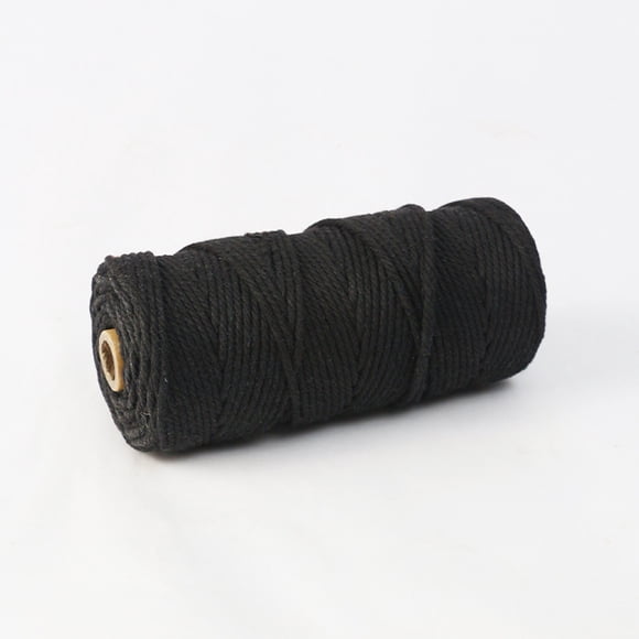 Namzi Cordón de macramé de 2 mm x 110 yardas, cuerda de algodón suave de colores, cuerda para manualidades, hilo de macramé para colgador de plantas, colgador de pared, negro.