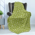 thumbnail image 4 of Green and White Soft Flannel Fleece Throw Blanket, Hand Drawn Style Funny Chameleons with Leafy Flower Stems, Cozy Plush for Indoor and Outdoor Use, 50" x 70", Apple Green White, by Ambesonne, 4 of 5
